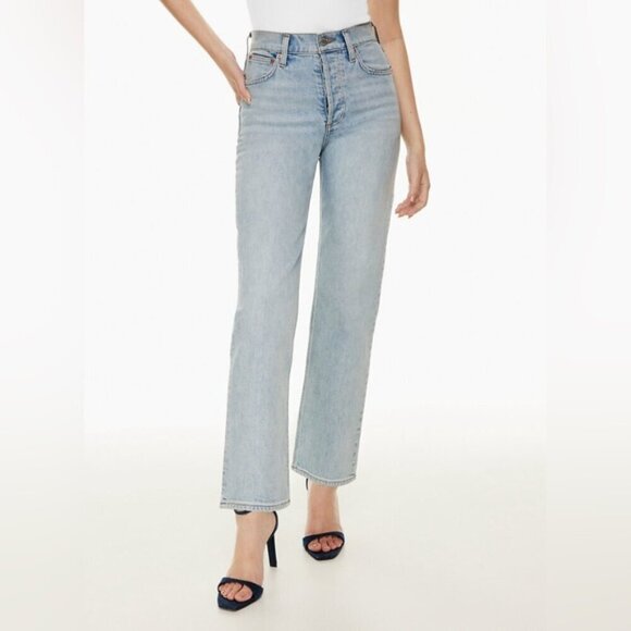 Aritzia Denim - Aritzia The Arlo High Rise Straight 28l Size 25 Neutral Minimalist Basic